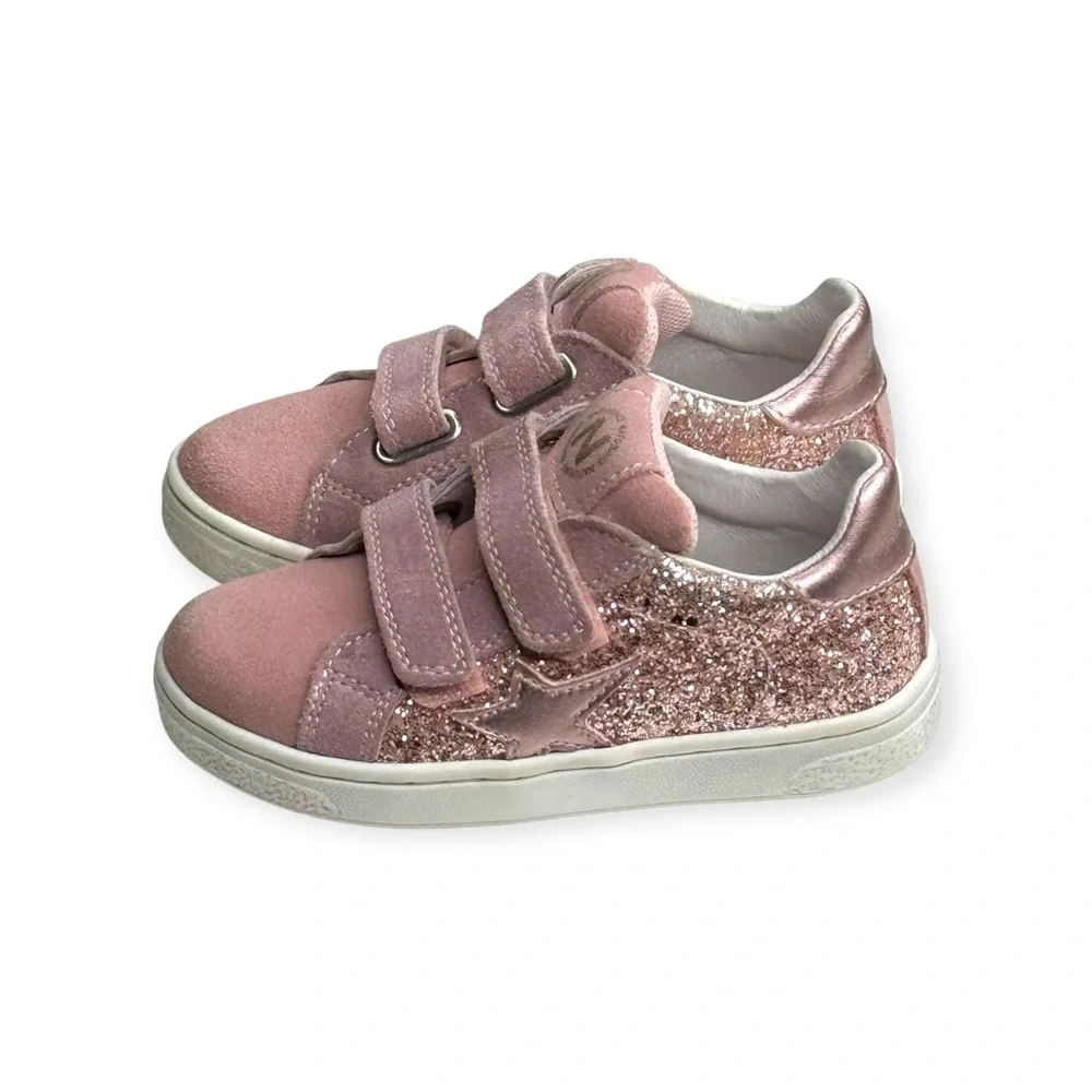 Naturino ★ Pinn VL Glitter Star Italian Suede Sneaker ★ Pink ★ Toddler 8M 25 ★ - Picture 7 of 16